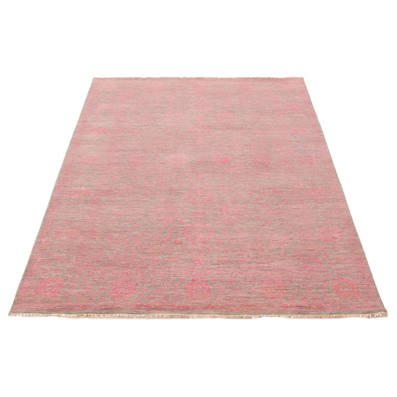 ECARPETGALLERY Hand-knotted Heritage Pink Silk, Wool Rug - 6' 1" x 9' 4"