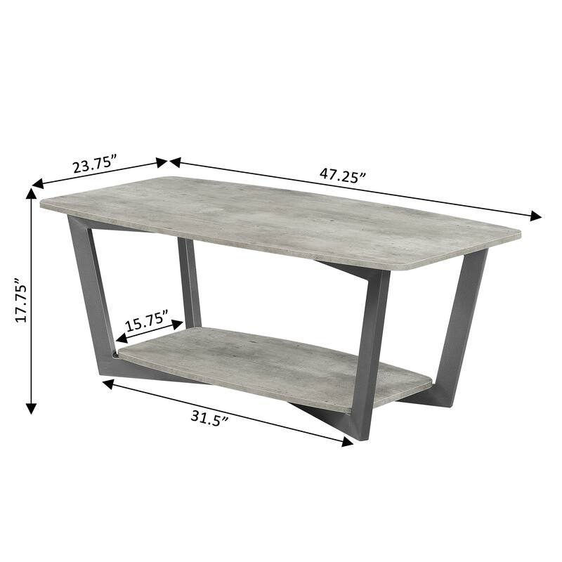 Convenience Concepts Graystone Coffee Table with Shelf - Faux Birch/Slate Grey