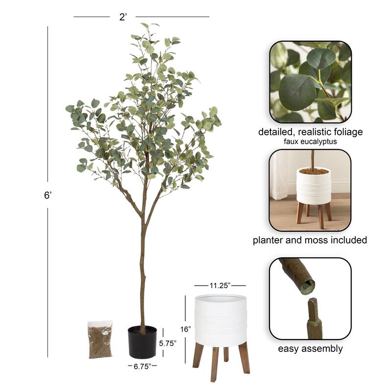 Kate and Laurel Eudora Faux Eucalyptus Tree