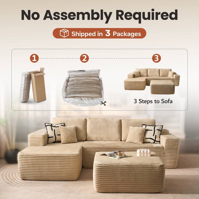 ​​OVIOS Lazy Chaise Lounge Sofa with Ottoman​