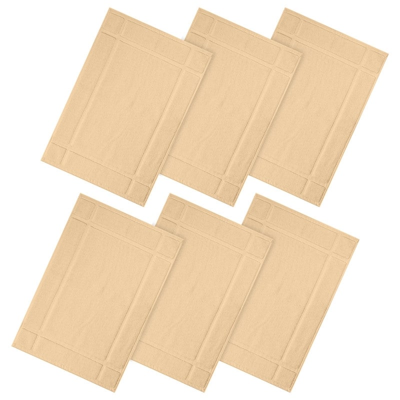 Pure Cotton 1350 GSM Bath Mats Highly Absorbent by Ample Decor- 6 Pack - 24"X17" - Beige