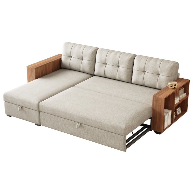 Upholstered Pull Out Sectional Sofa