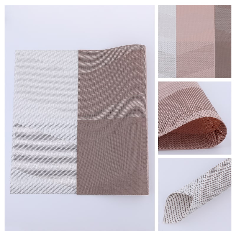 Set of 6 PVC Placemats for Kitchen Dining Table Decor Heat-resistant Table Placemats Wipeable Table Mat - 18*12in - Light Pink