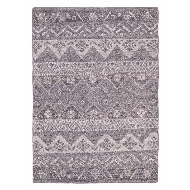 ECARPETGALLERY Hand-knotted Tangier Dark Grey Wool Rug - 5'4 x 7'7
