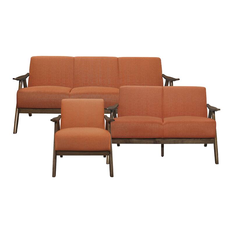 Levine 3-Piece Retro Living Room Sofa Set - Orange