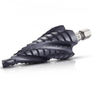 High-Speed Steel Step Drill Bit 3/16-7/8 Inch Black TiAlN Coated Hex Shank for Sheet Metal - 3.35 x 0.87 x 0.87 in