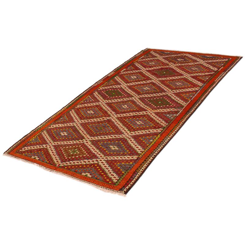 ECARPETGALLERY Flat-Weave Yoruk Red Wool Kilim - 5'11 x 11'1