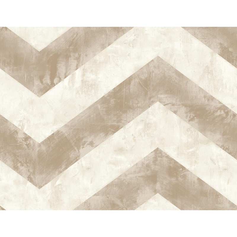 Seabrook Designs Hubble Chevron Unpasted Wallpaper - 27 in. W x 27 ft. L - Metallic Taupe and Ivory