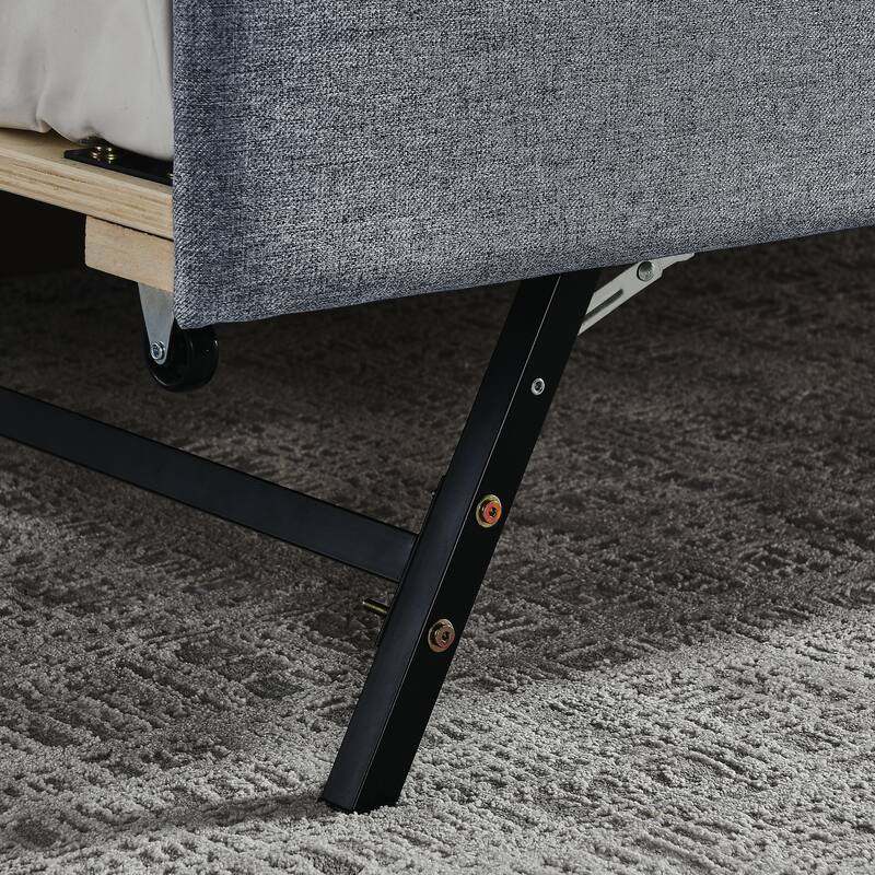 Twin Size Upholstery Daybed with Erectable Trundle & USB Design