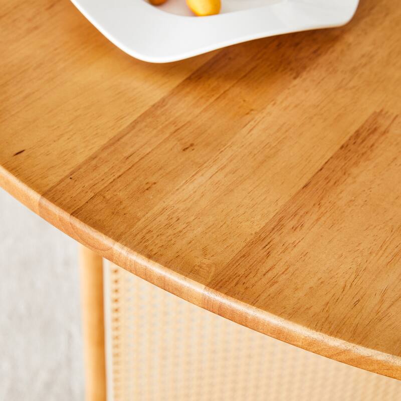 Chinese Countryside Retro Solid Wood Round Table, Simple Modern Imitation Rattan Table,Wooden Table,Desk