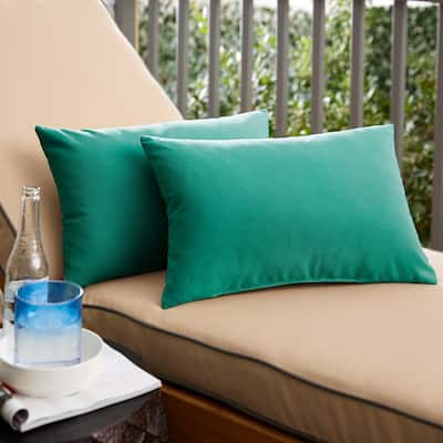 Sunbrella Canvas Teal Indoor/Outdoor Knife Edge Pillow (Set of 2)