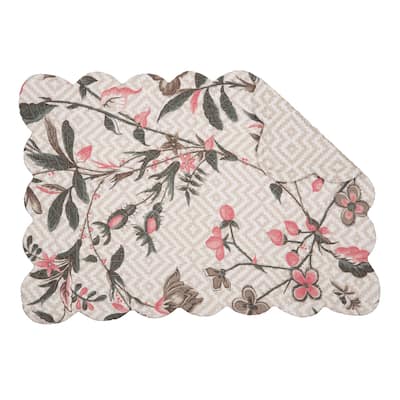 Blair Garden Cotton Quilted Rectangular Reversible Placemat Set of 6 - Set of 6