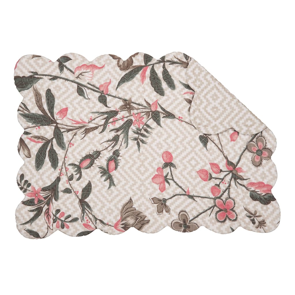 Blair Garden Cotton Quilted Rectangular Reversible Placemat Set of 6 - Set of 6