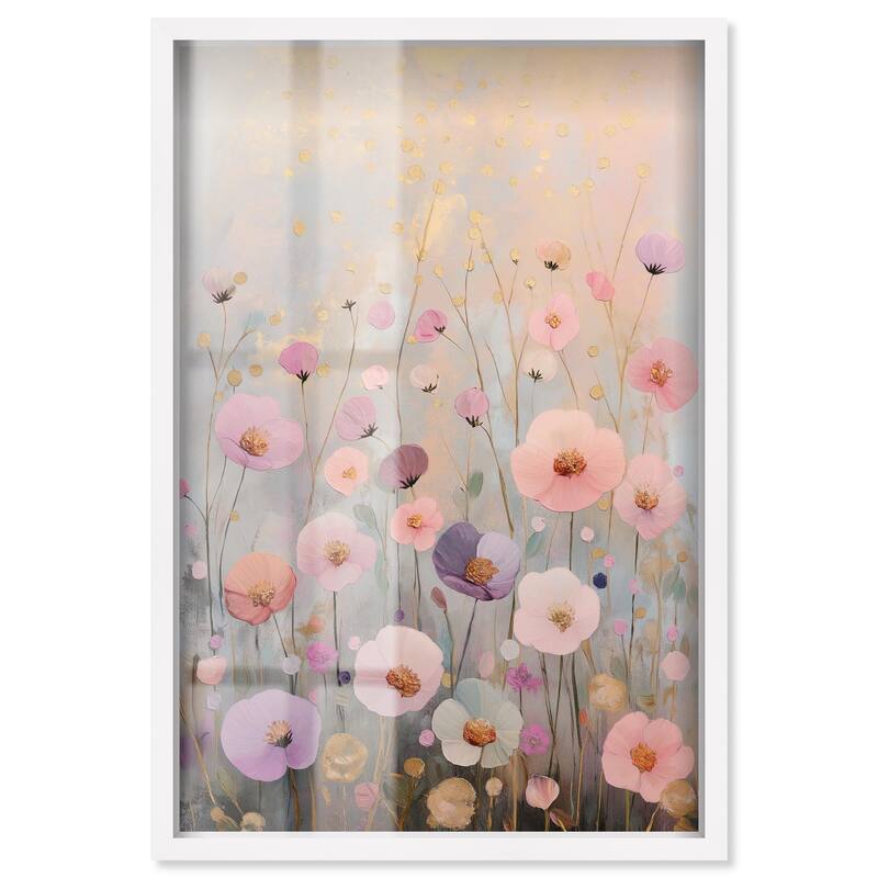Tiny Blooms II Shadowbox by Art Remedy - White - 24" x 36"