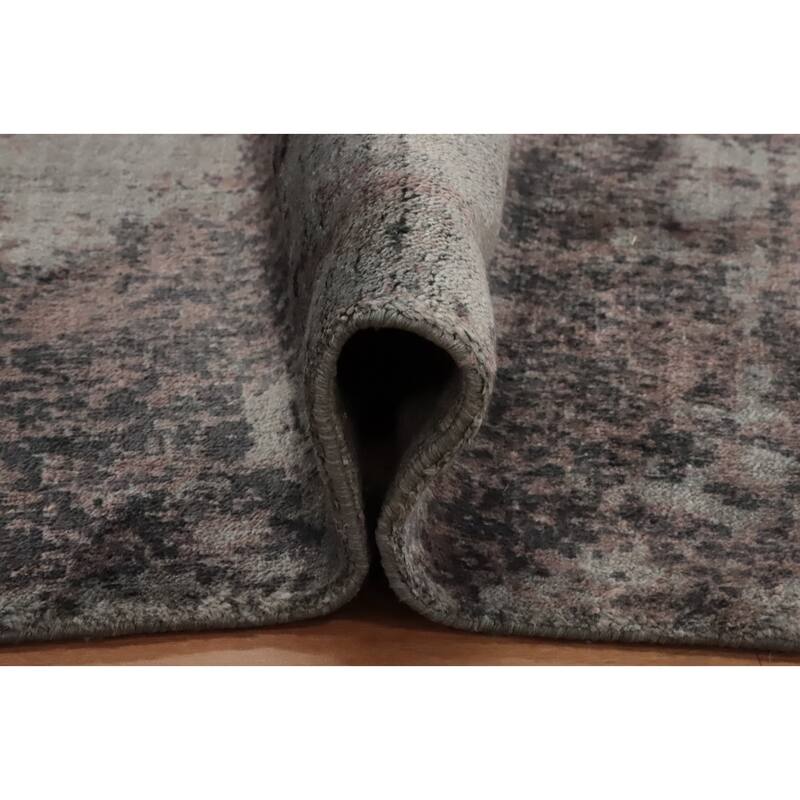 Hand Knotted Oriental Viscose Silk Carpet Modern Abstract Multi-Colored Abstract Area Rug - 9' 8'' X 6' 7''