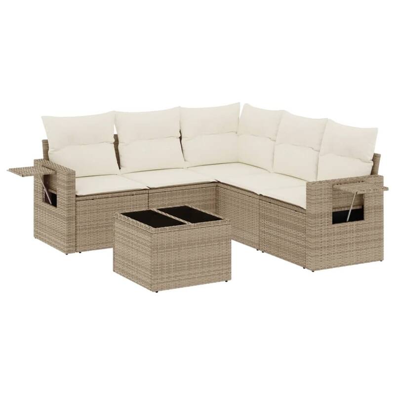 vidaXL Patio Sofa Set with Cushions Outdoor Conversation Furniture Poly Rattan