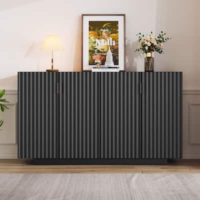 Buffet Cabinet with Storage, Sideboard Cabinet with Ample Storage Space,4 Fluted Doors Credenza Storage Cabinet