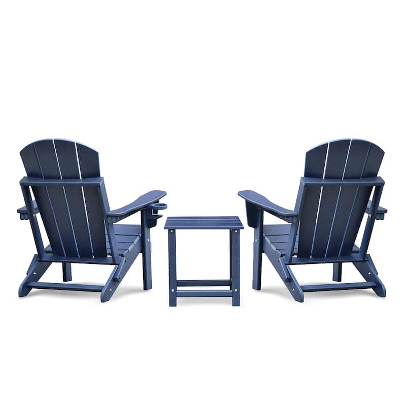 Folding Outdoor Adirondack Chair for Relaxing, HDPE All-weather Fire Pit Chair, Patio Lawn Chair for Deck, Garden, Backyard