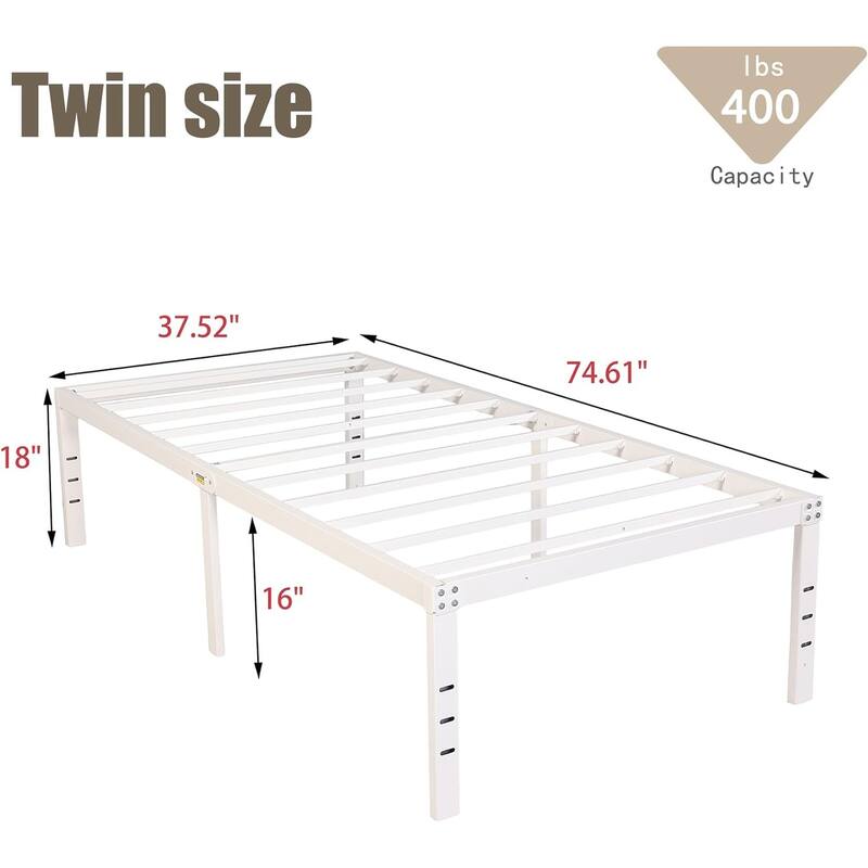 alazyhome 18 inch Heavy Duty Metal Platform Bed Frame with Storage