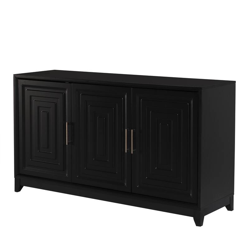 59.1" TV Stand Console Cabinet with 2 Spacious Storage Space and Solid Wood Legs for TVs Up to 65"