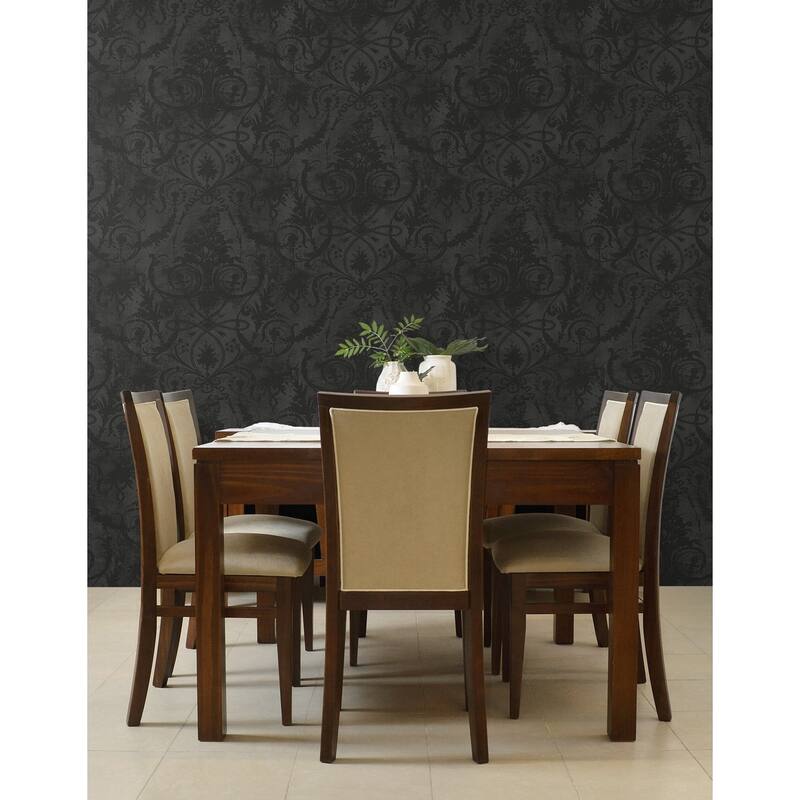Seabrook Designs Melina Damask Silhouette Unpasted Wallpaper