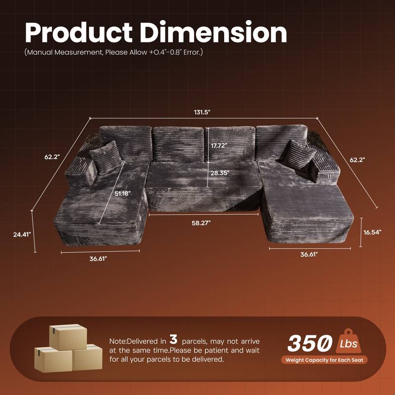 VIOS No-Assembly Plush Fabric Sofa Set​