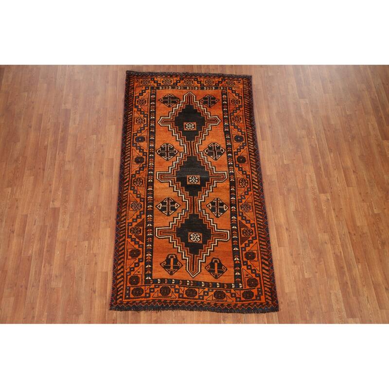 Hand Knotted Oriental 100% Wool Carpet Traditional Tribal Oranges & Rust Lori Area Rug - 7' 4'' X 4' 0''