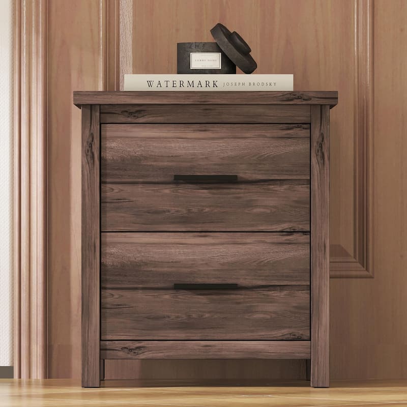 Vintage Wooden Nightstand with Two Drawers