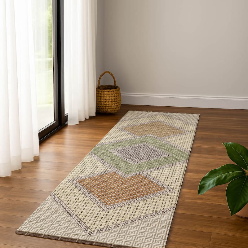 Premium Washable Super Soft Modern Global Mayfield Rug - Brown - 2'3" x 7'6"