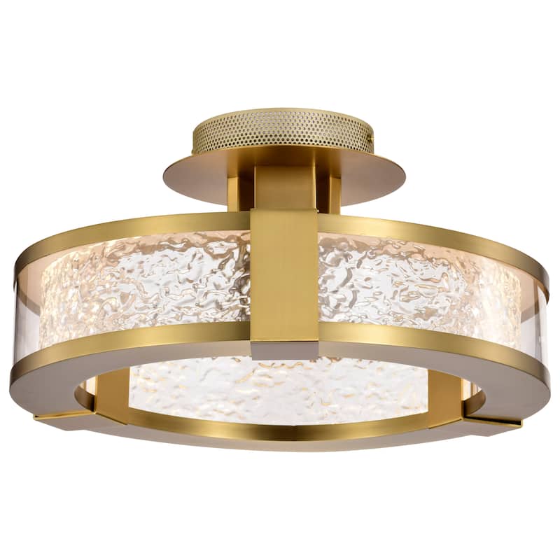 Darrow - 13 Inch LED Semi Flush - Vintage Brass - Acrylic Panels - Vintage Brass