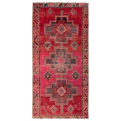 ECARPETGALLERY Hand-knotted Melis Vintage Red Wool Rug - 4'8 x 9'3