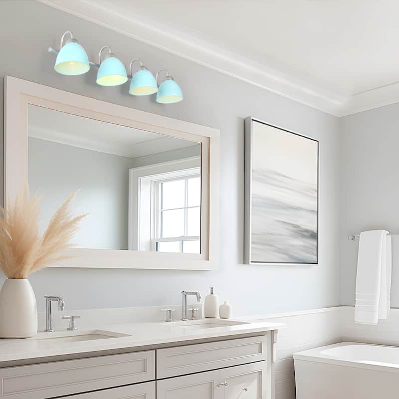 Strecy Coastal Modern Bathroom Vanity Light Blue Metal Shade for Powder Room