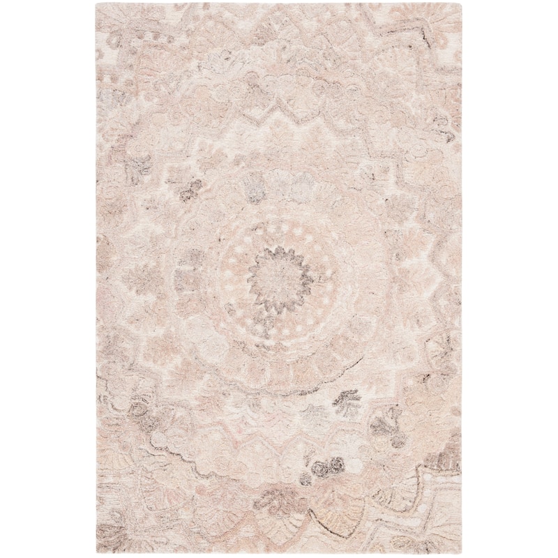 SAFAVIEH Handmade Marquee Genta Modern Medallion Wool Rug - 2' x 3' - Beige/Ivory - Rectangle