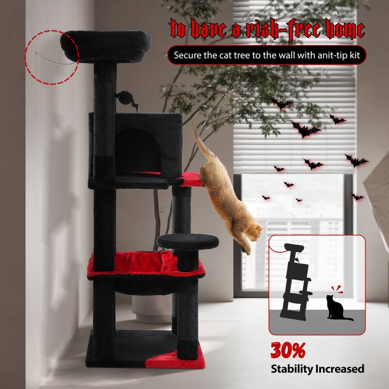 5-Level Cat Tree with Hammock, Condo, Top Perch & 4 Scratching Post