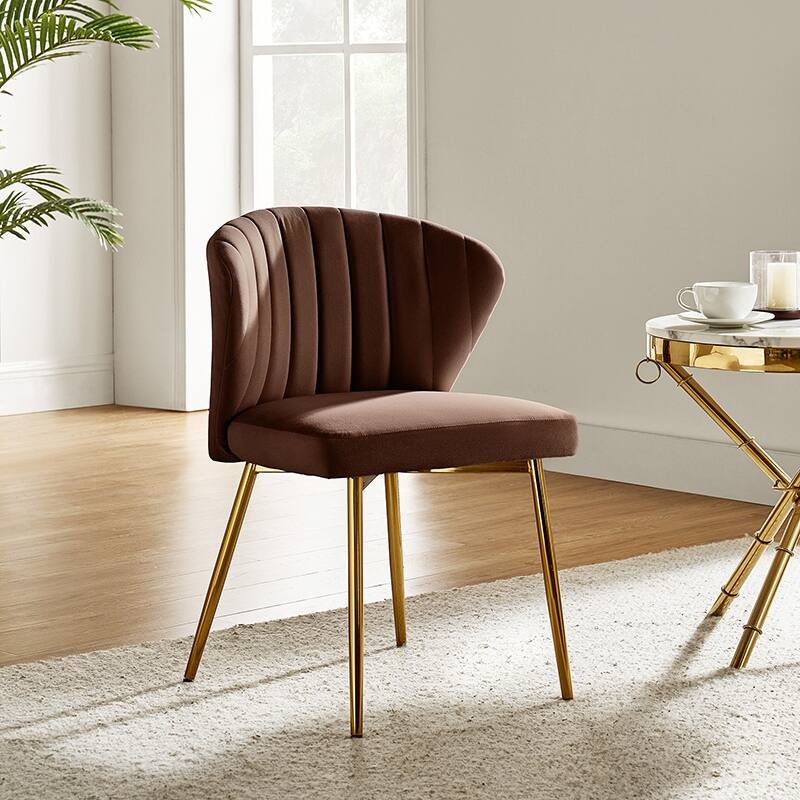 Aruna 20" Modern Velvet Tufted Back Accent Chair with Metal Legs by HULALA HOME