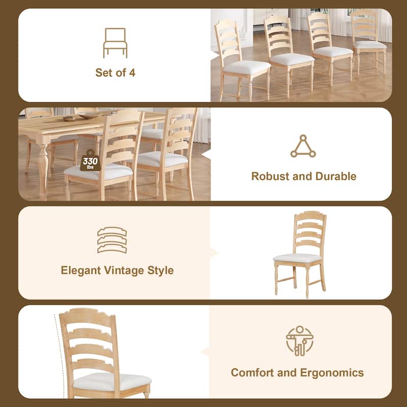 Dining Table with 8 Upholstered Chairs, Practical Dining Table Set, Rectangular Dining Table with Removable Leaf