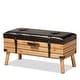 preview thumbnail 1 of 11, Amena Dark Brown PU Leather and Oak Wood Large Storage Ottoman Dark Brown
