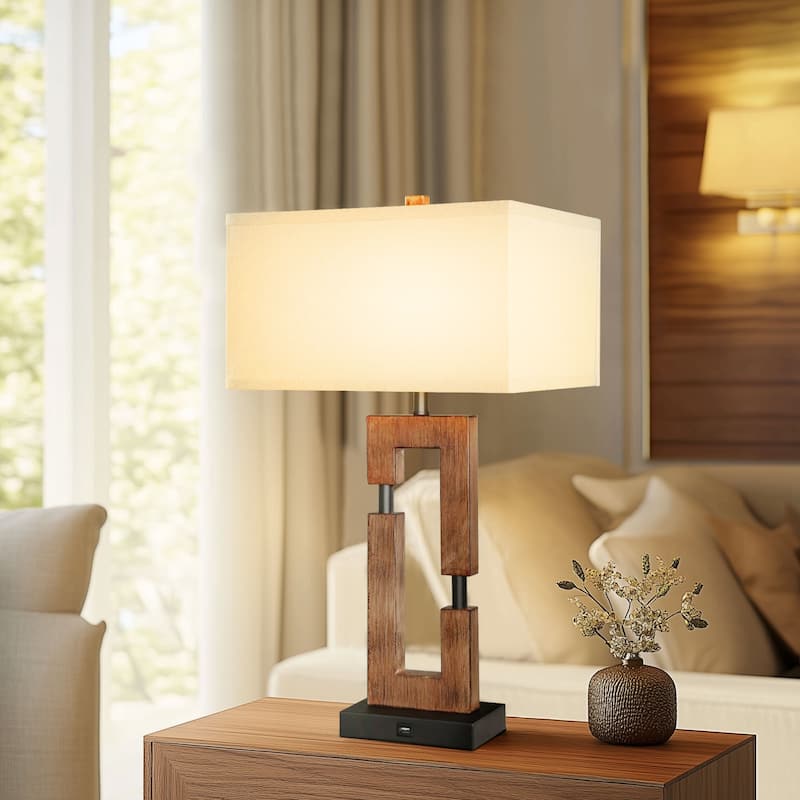 Bedside Lighting Wood Table Lamps (Set of 2)