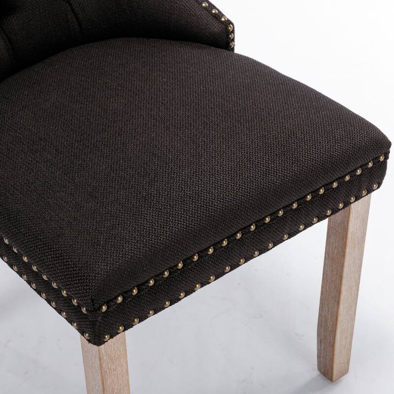 Mid-Century Nailhead Trim Dining Chairs 2-Piece Set