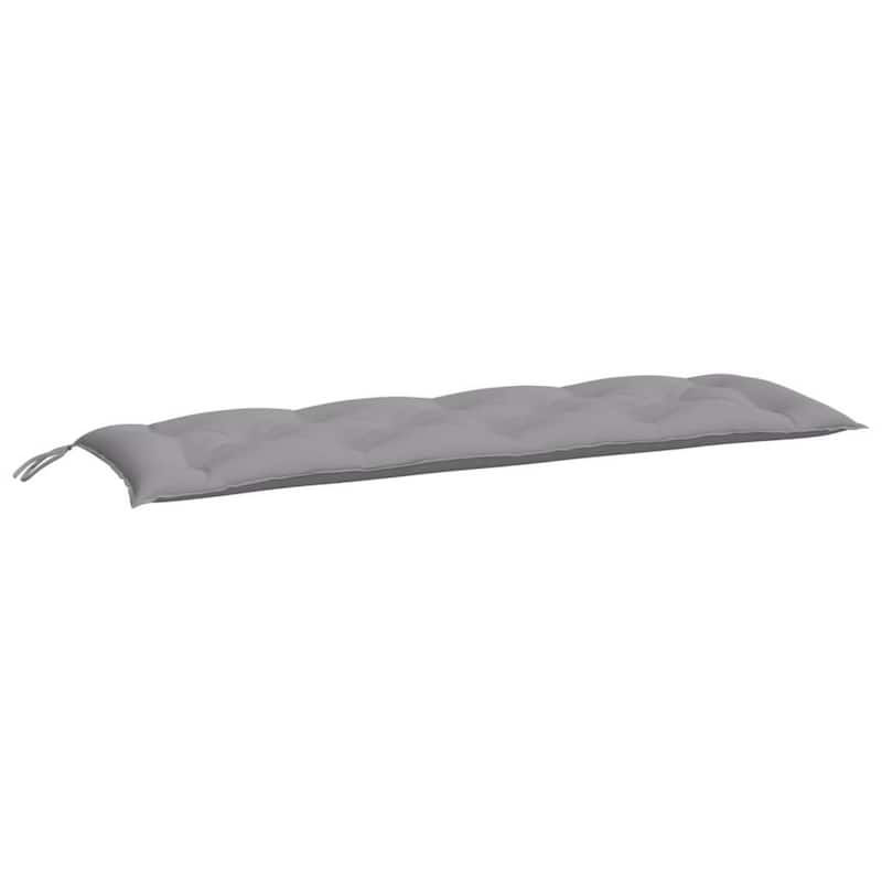 Claire Outdoor Cushion for Bench w Tie Ropes, 59in Gray Tufted Oxford