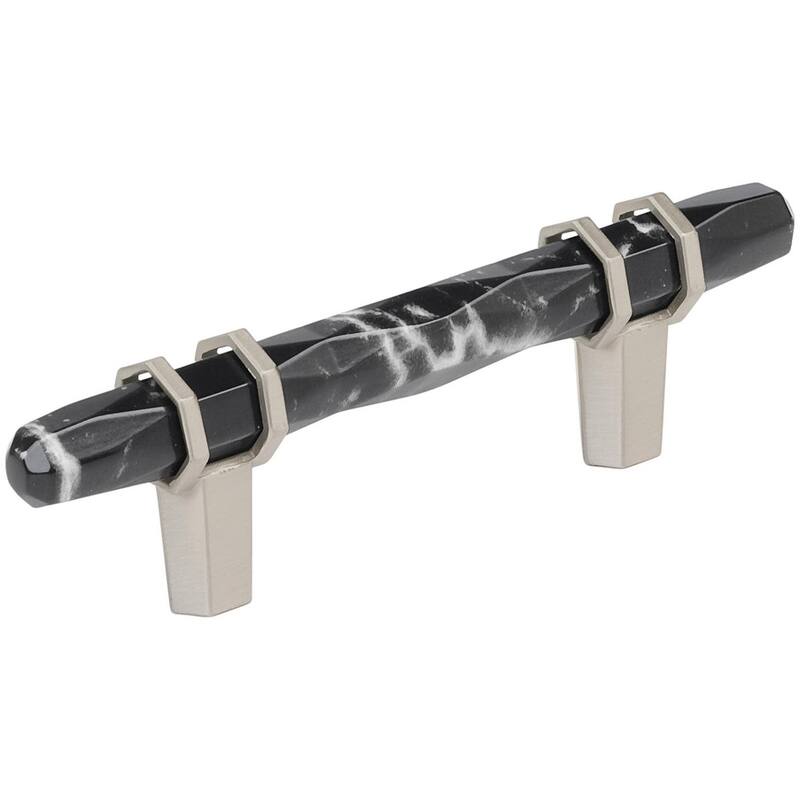 Amerock BP36639 Carrione 3" Center to Center Designer Cabinet Pull - Marble Black / Satin Nickel