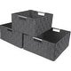 preview thumbnail 2 of 11, Storage Box Woven Basket Bin Container Tote Cube Organizer Shelf Organizer with Built-in Carry Handles Grey