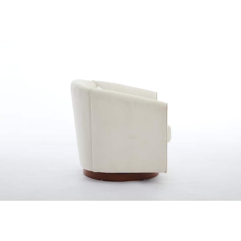 Swivel Wide Upholstered Sofa Chairs with Wood Base Side