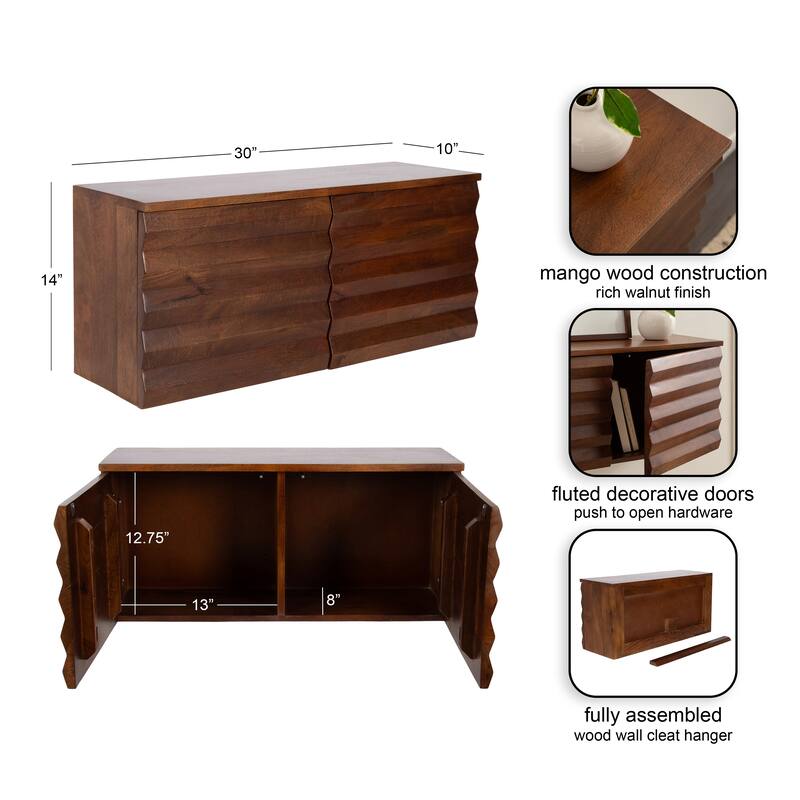 Kate and Laurel Semsa Two-Door Floating Wall Cabinet - 30x10x14