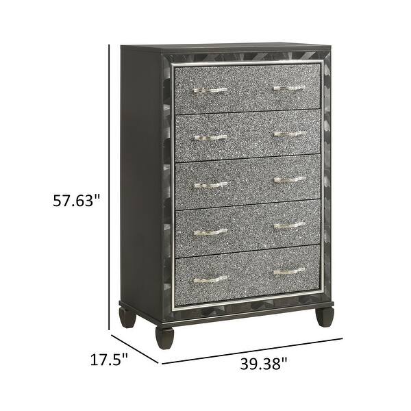 slim fit dress slacks Pearl Black Metallic Finish Dresser 1Pc 9 Drawers Silver Glitter Trim