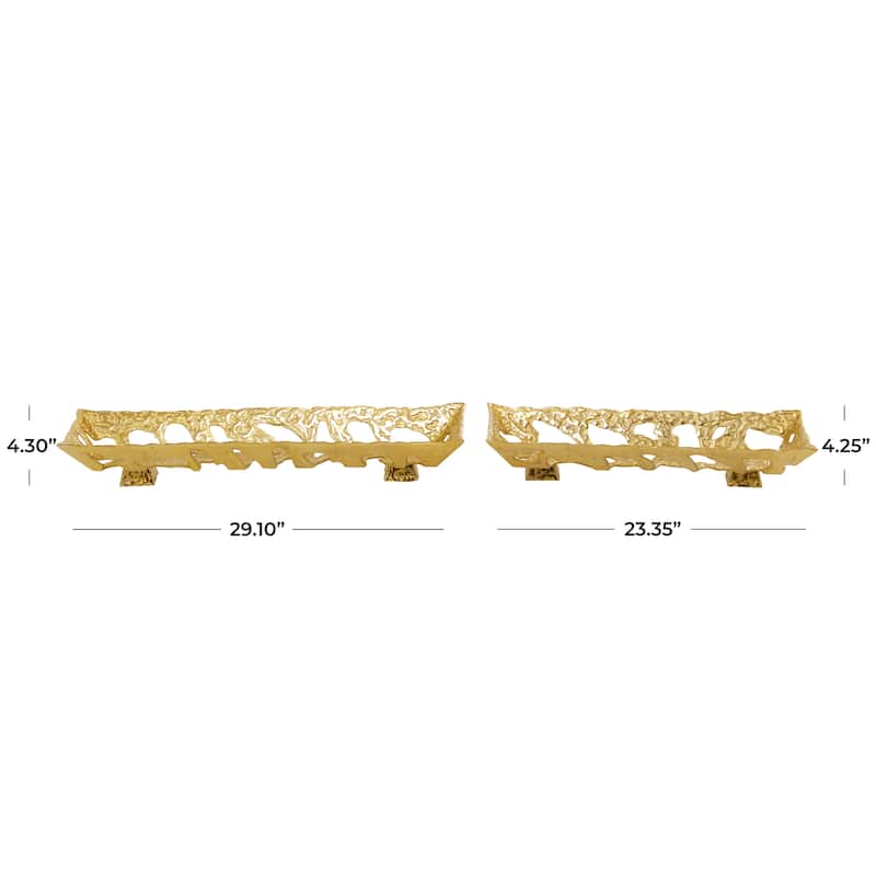 Stylish Aluminum Metal Tray (Set of 2) - Silver or Gold