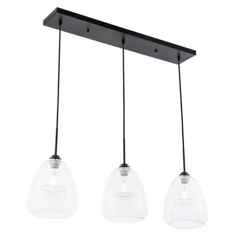 Elise 36-Inch 3-Light Clear Pendant - Black