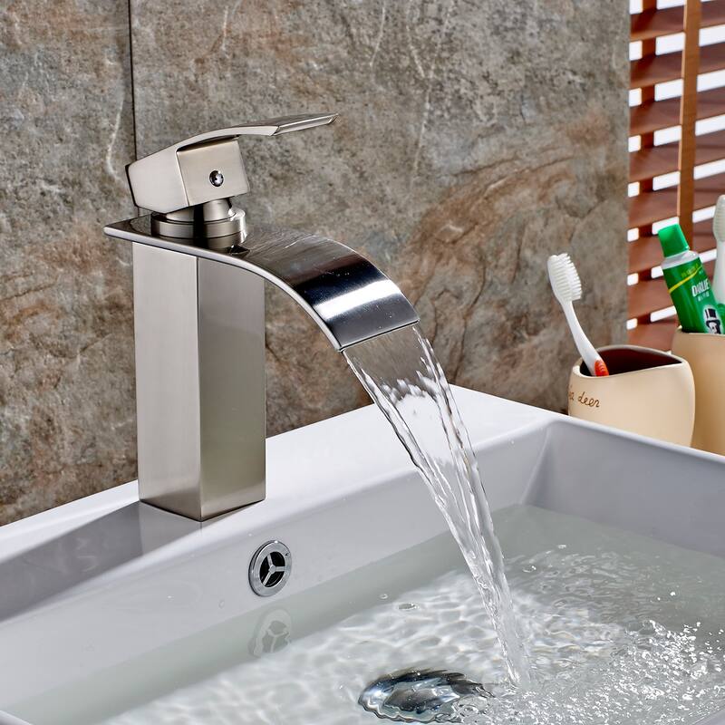 Brushed Nickel Bathroom Faucet Faucet For Bathroom Sink Single Hole Bathroom Waterfall Faucet