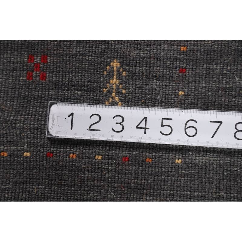 Tribal Green Gabbeh Indian Area Rug Handmade Wool Carpet - 6'8"x 9'9"