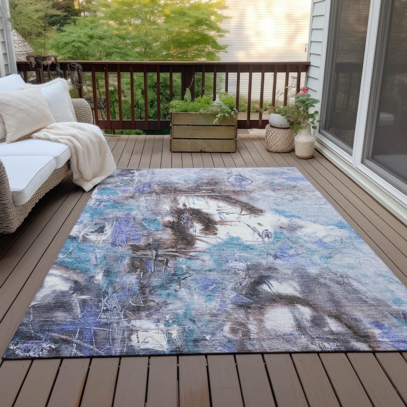 Machine Washable Indoor/Outdoor Modern Artistry Chantille Rug - Lavender - 5' x 7'6"